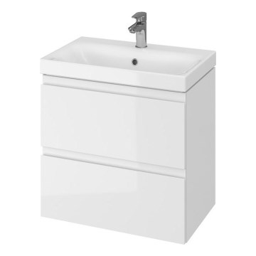 Cersanit S801-227-DSM - Wandhängender Badschrank mit Waschbecken MODUO SLIM 60x57x38 cm Hochglanzweiß