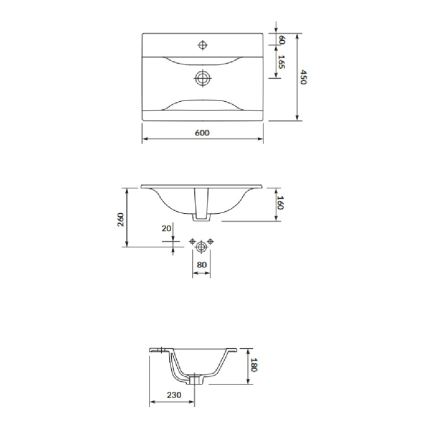 Cersanit S801-309-DSM - Wandhängender Badezimmerschrank mit Waschtisch NIKO 60x45 cm, weiß