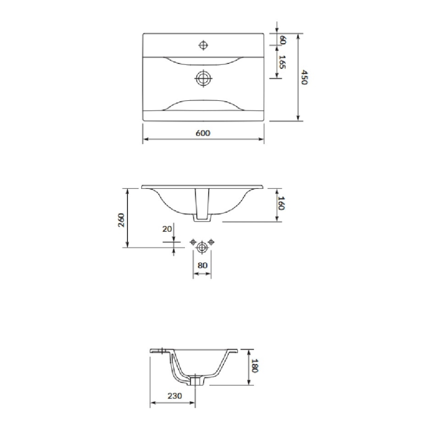 Cersanit S801-309-DSM - Wandhängender Badezimmerschrank mit Waschtisch NIKO 60x45 cm, weiß
