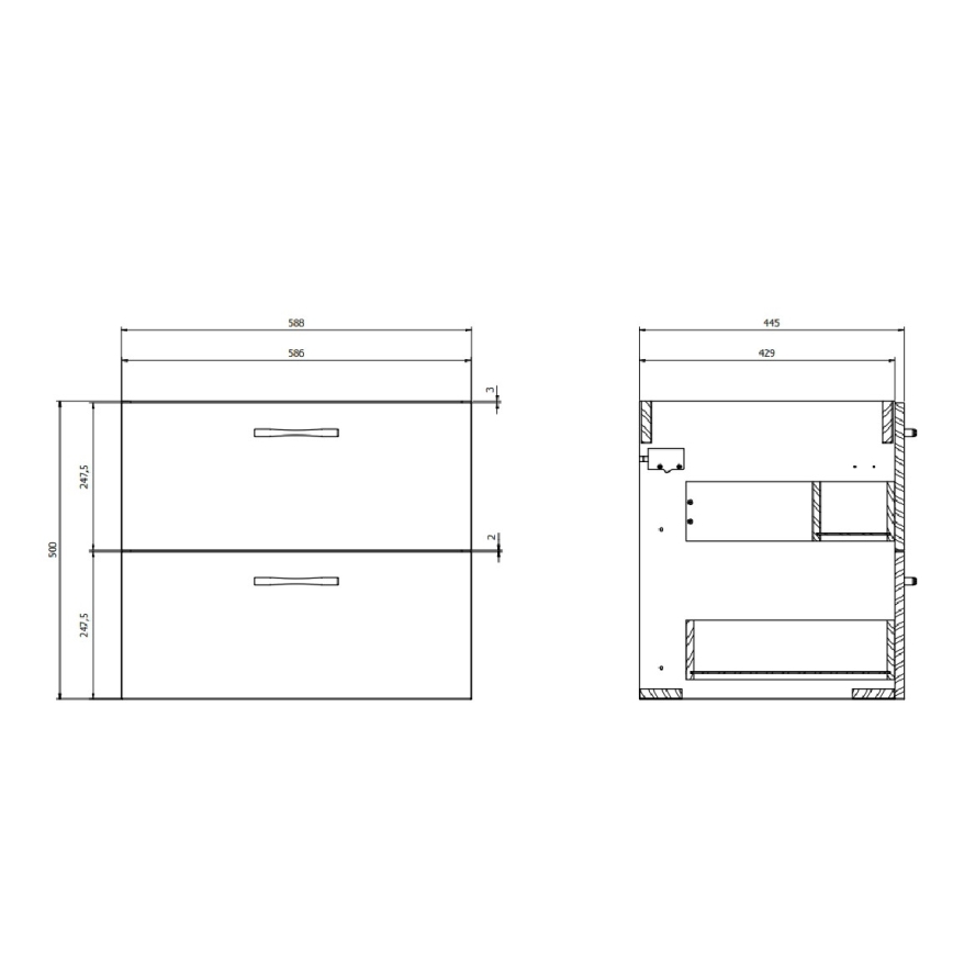 Cersanit S801-309-DSM - Hängender Waschtischunterschrank mit Waschbecken NIKO 60x50x45 cm weiß