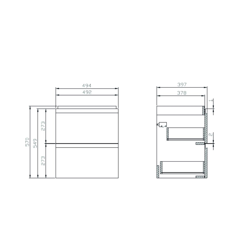 Cersanit S801-312-ECO - Hängender Badezimmerschrank mit integriertem Waschbecken MODUO 50 x 57 x 40 cm, weiß
