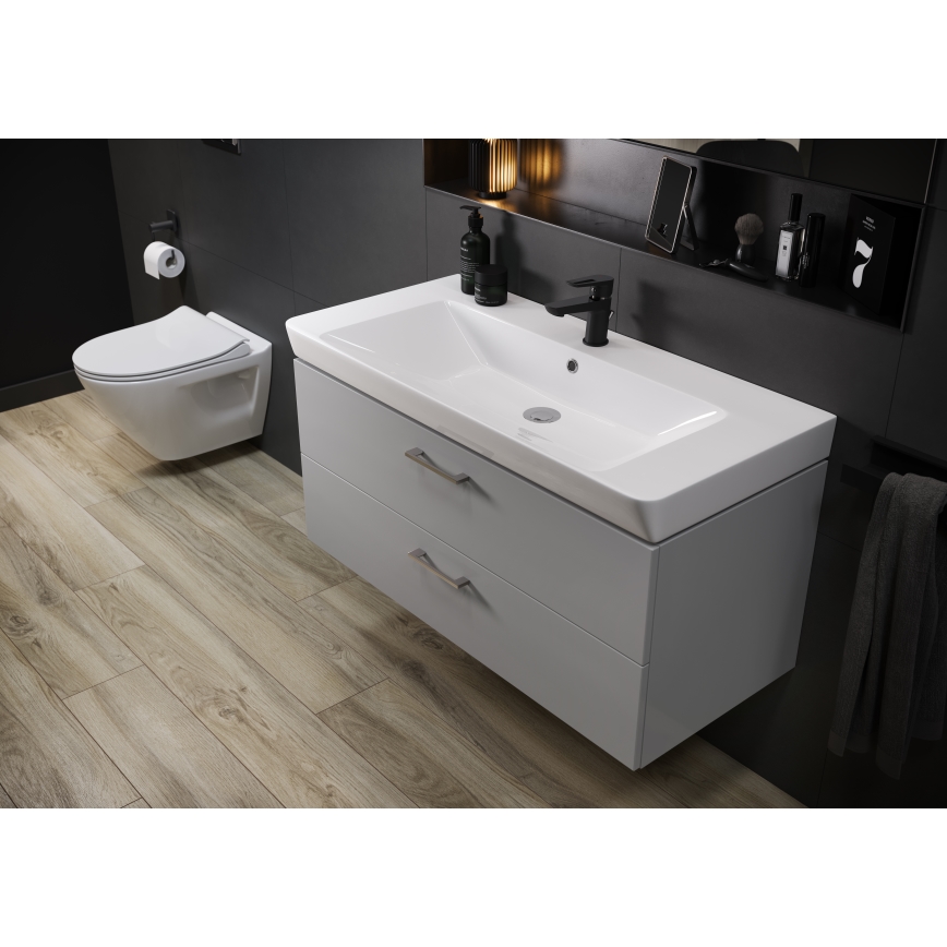 Cersanit S801-338-DSM - Hängender Badezimmerschrank LARA mit Waschbecken 80x46x45 cm weiß