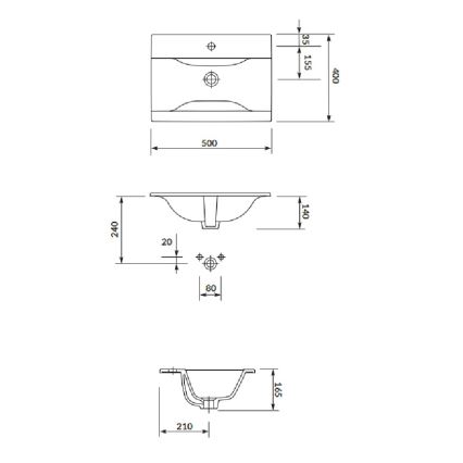 Cersanit S801-458 - Hängender Badezimmerschrank mit Waschtisch NIKO 50x40 cm Nussbaum