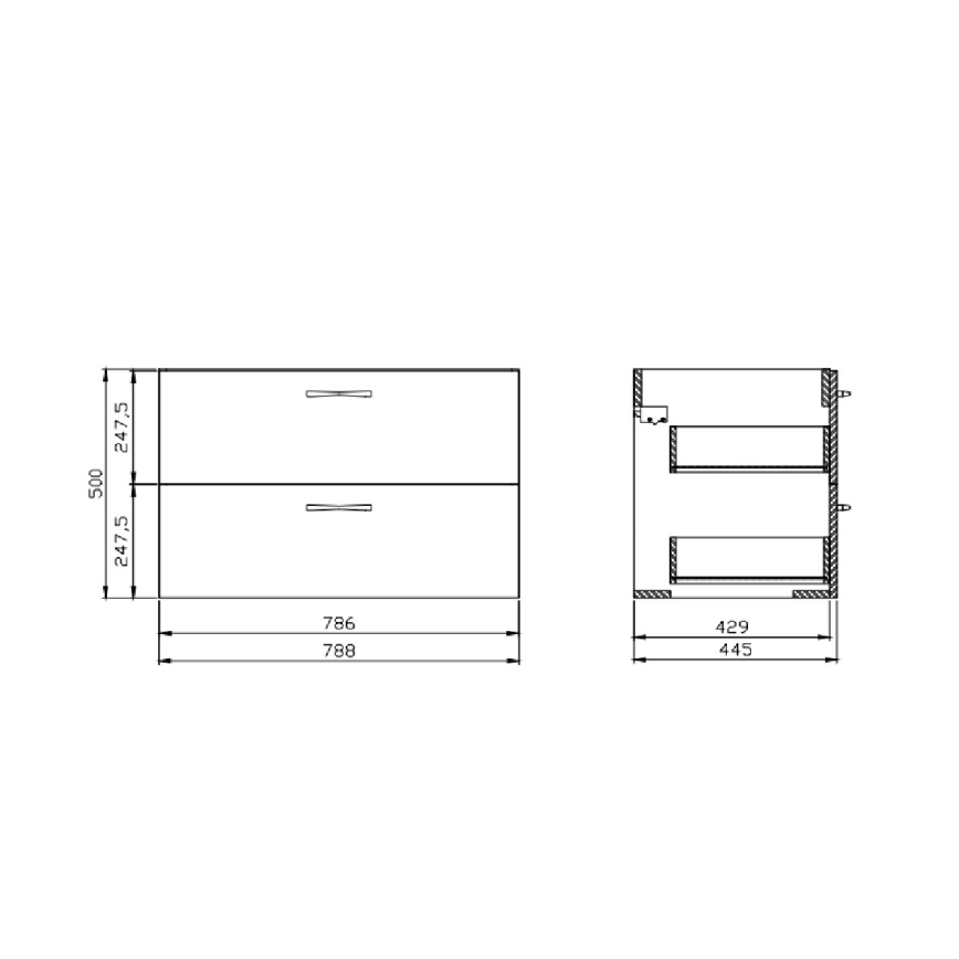Cersanit S801-538 - Hängender Badezimmerschrank mit Waschbecken NIKO 80x50x45 cm weiß