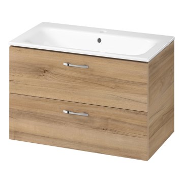 Cersanit S801-539 - Hängender Badezimmerschrank mit integriertem Waschbecken NIKO 80x45 cm Nussbaum