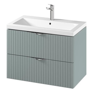 Cersanit S801-540 - Hängender Waschtischunterschrank mit Waschbecken TIRSO 80x60x45 cm mint