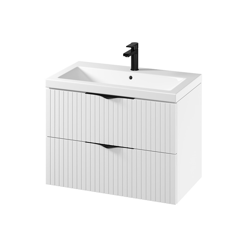 Cersanit S801-547 - Wandhängender Waschtischunterschrank mit Waschbecken TIRSO 80x60x45 cm weiß