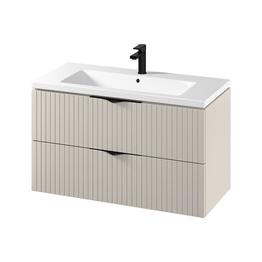 Cersanit S801-548 - Wandhängender Badezimmerschrank mit Waschbecken TIRSO 100x60x45 cm beige