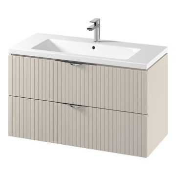 Cersanit S801-548 - Wandhängender Badezimmerschrank mit Waschbecken TIRSO 100x60x45 cm beige