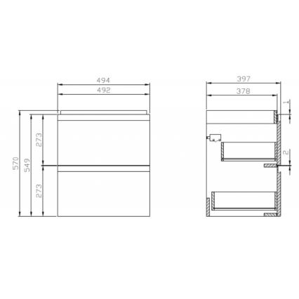 Cersanit S929-012 - Hängender Waschtischunterschrank MODUO 49,4x39,7 cm, Hochglanzweiß