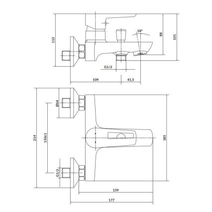 Cersanit S951-006 - Badewannenarmatur MILLE glänzendes Chrom