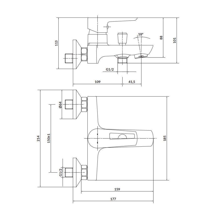 Cersanit S951-006 - Badewannenarmatur MILLE glänzendes Chrom