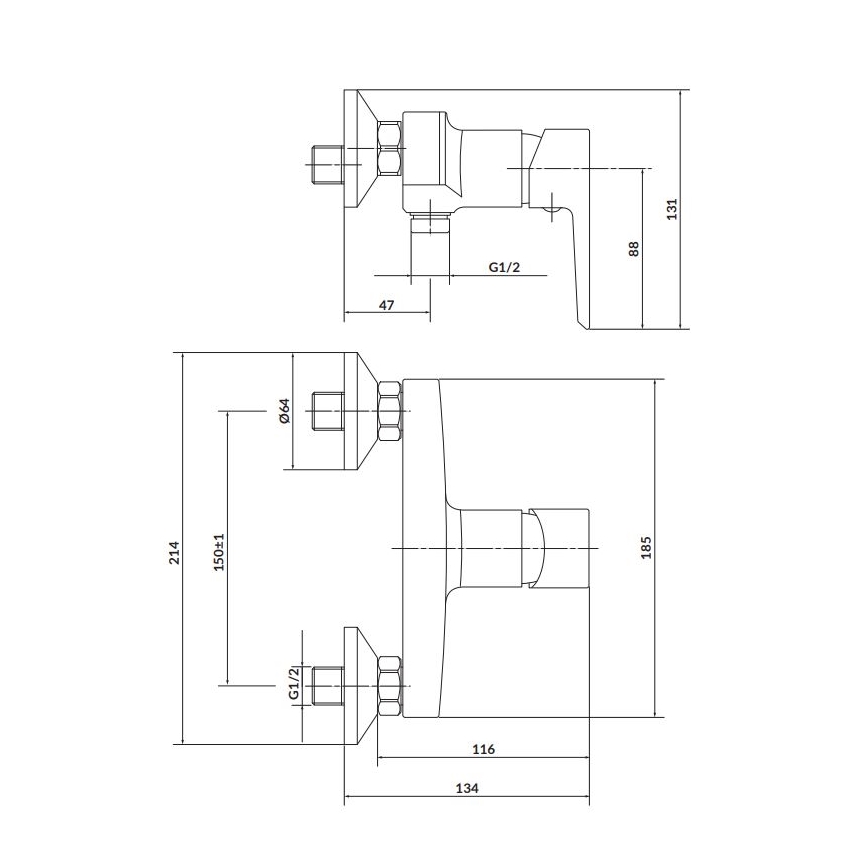 Cersanit S951-033 - Duscharmatur MILLE weiß/glänzendes Chrom