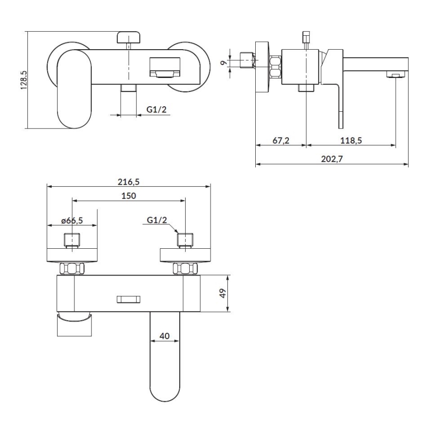 Cersanit S951-309 - Badewannenarmatur CREA Nickel