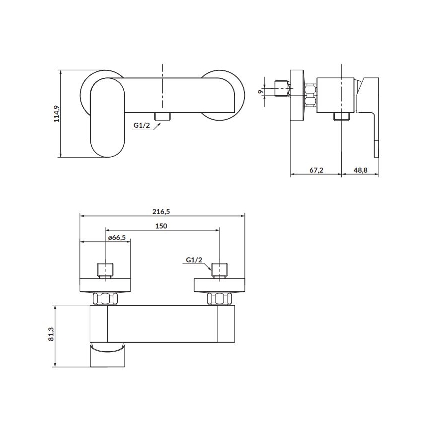 Cersanit S951-321 - Duscharmatur CREA schwarz