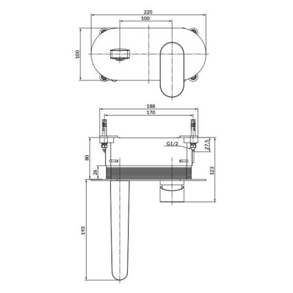 Cersanit S951-330 - Waschbeckenarmatur für Unterputzmontage CREA glänzendes Chrom