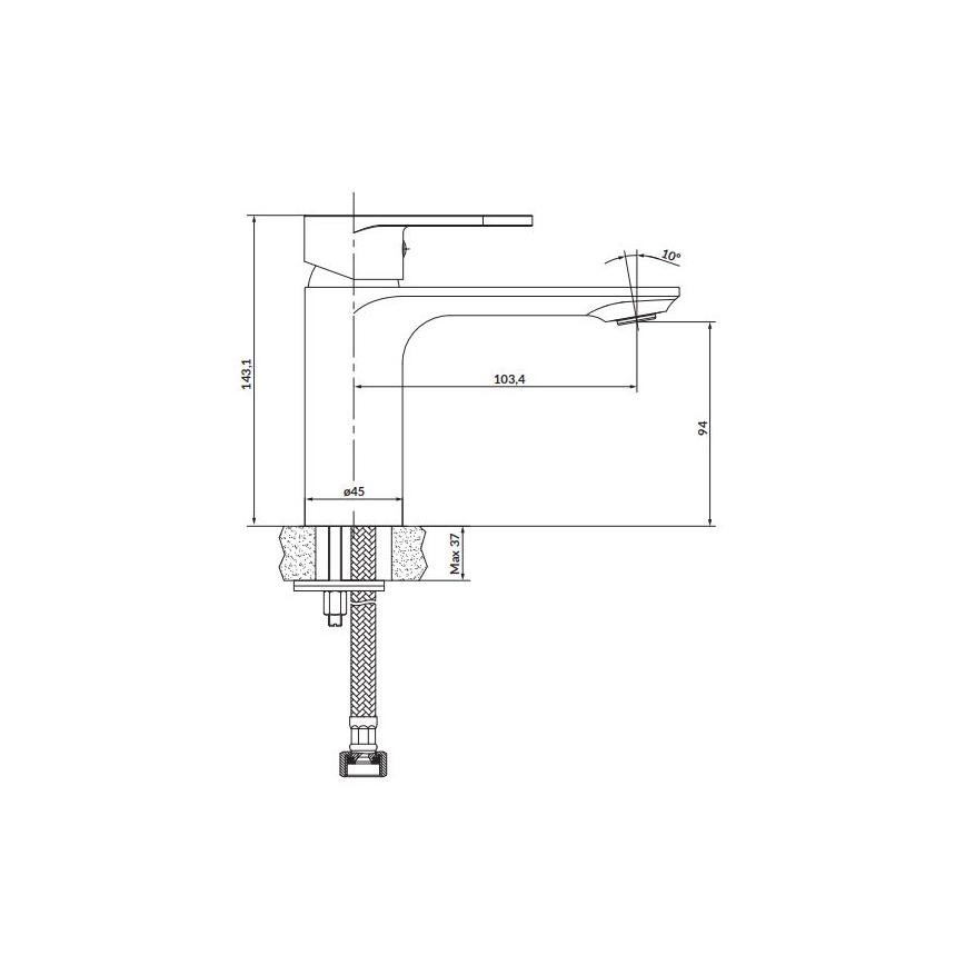 Cersanit S951-331 - Waschbeckenarmatur CREA 14,3 cm schwarz