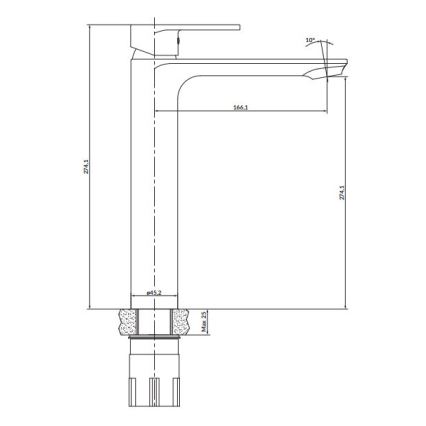 Cersanit S951-332 - Waschbeckenarmatur CREA 27,4 cm schwarz