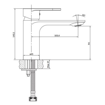 Cersanit S951-334 - Waschbeckenarmatur CREA 14,3 cm Nickel