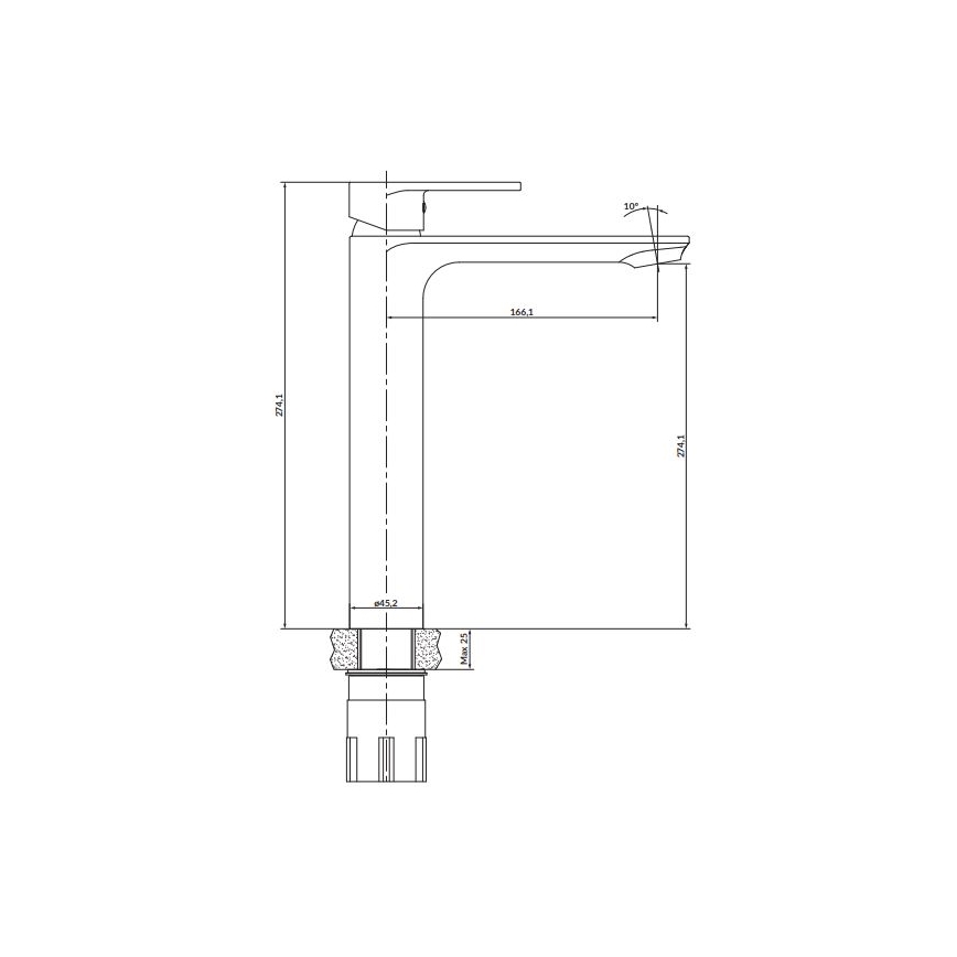 Cersanit S951-335 - Waschbeckenarmatur CREA 27,4 cm Nickel