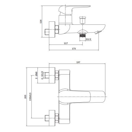 Cersanit S951-344 - Badewannenarmatur CITY glänzendes Chrom