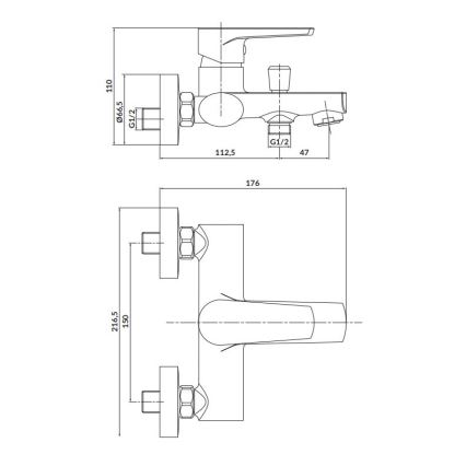 Cersanit S951-346 - Badewannenarmatur MODUO glänzendes Chrom