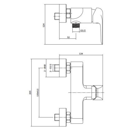 Cersanit S951-352 - Duscharmatur CITY glänzendes Chrom
