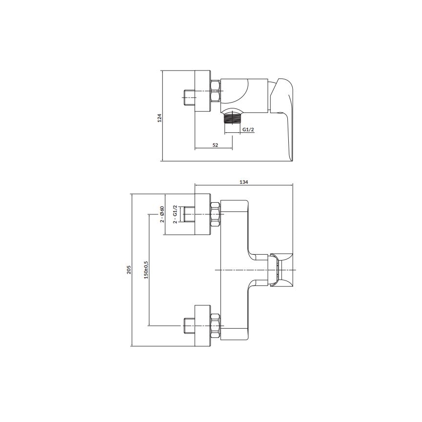 Cersanit S951-352 - Duscharmatur CITY glänzendes Chrom