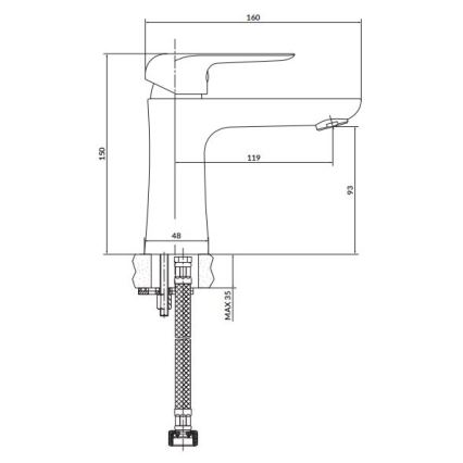 Cersanit S951-359 - Waschbeckenarmatur CITY 15 cm glänzendes Chrom