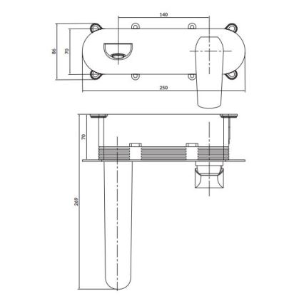 Cersanit S951-361 - Waschbeckenarmatur für Unterputzmontage CITY glänzendes Chrom
