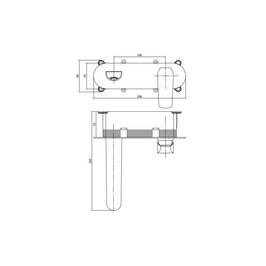 Cersanit S951-361 - Waschbeckenarmatur für Unterputzmontage CITY glänzendes Chrom