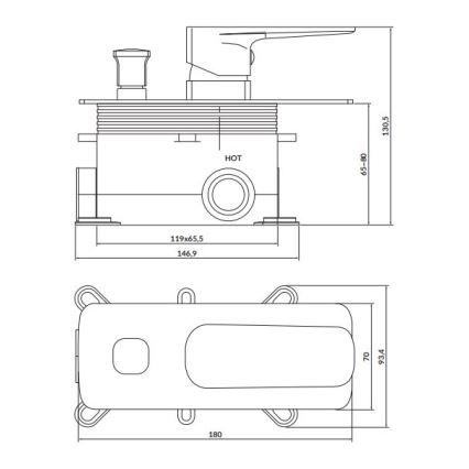 Cersanit S951-374 - Duscharmatur für Unterputzinstallation LARGA glänzendes Chrom