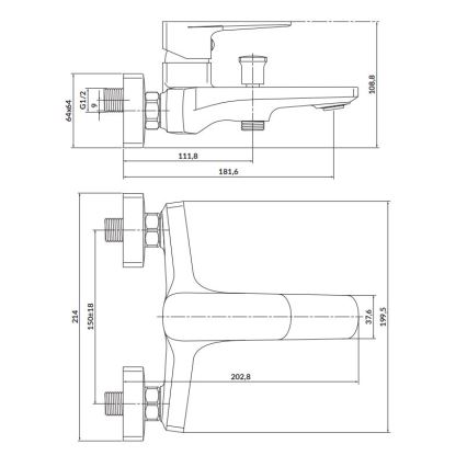 Cersanit S951-376 - Badewannenarmatur LARGA schwarz