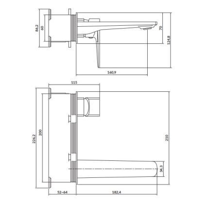 Cersanit S951-386 - Waschbeckenarmatur für Unterputzmontage LARGA glänzendes Chrom