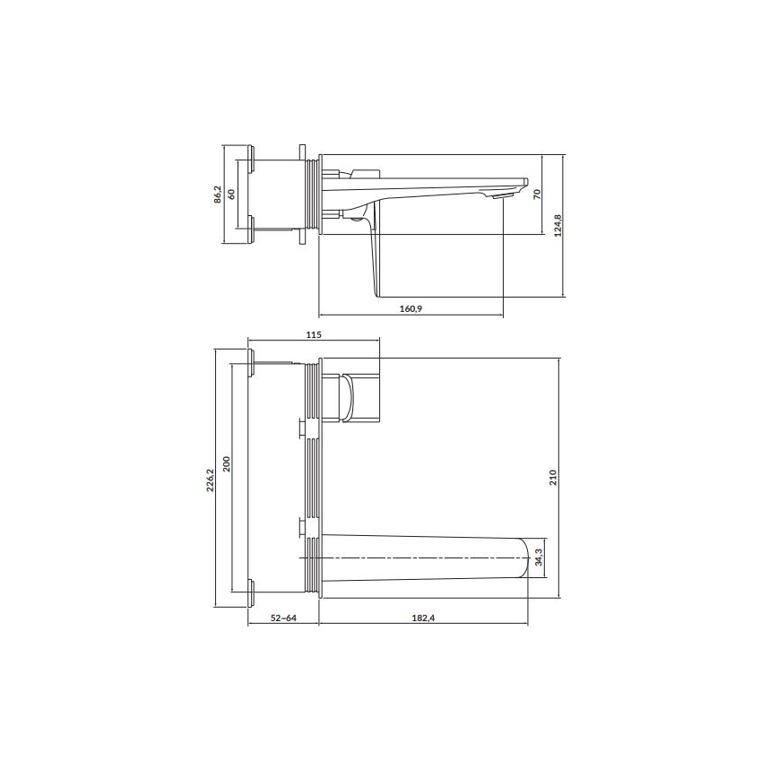 Cersanit S951-386 - Waschbeckenarmatur für Unterputzmontage LARGA glänzendes Chrom