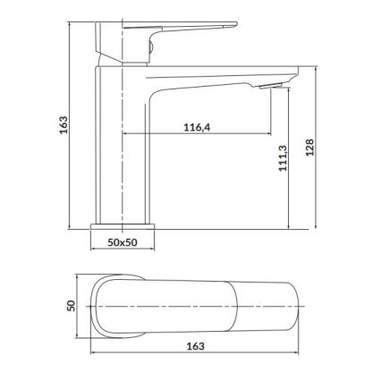 Cersanit S951-390 - Waschbeckenarmatur LARGA 16,3 cm schwarz