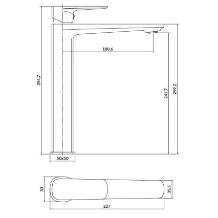 Cersanit S951-391 - Waschbeckenarmatur LARGA 29,5 cm schwarz