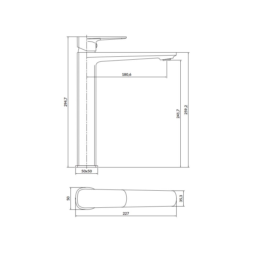 Cersanit S951-391 - Waschbeckenarmatur LARGA 29,5 cm schwarz