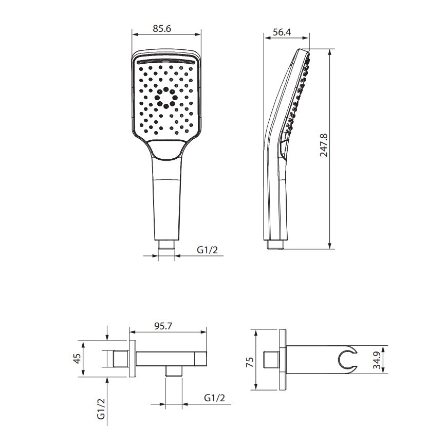 Cersanit S951-513 - Duschset LARGA schwarz