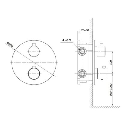 Cersanit S951-564 - Thermostatische Duscharmatur für Unterputzmontage ZEN glänzendes Chrom
