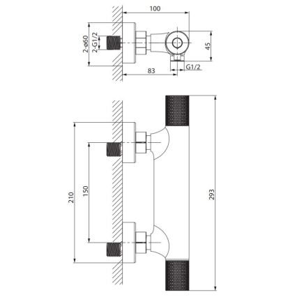 Cersanit S951-582 - Thermostatische Duscharmatur ZEN schwarz
