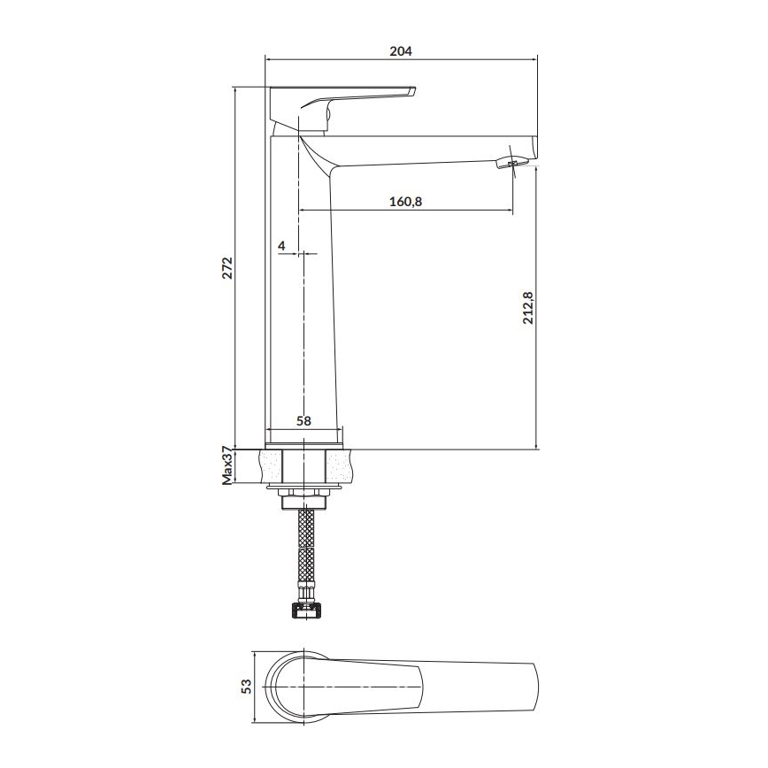 Cersanit S951-585 - Waschbeckenarmatur MODUO 27,2 cm schwarz