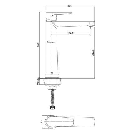 Cersanit S951-585 - Waschtischarmatur MODUO 27,2 cm schwarz
