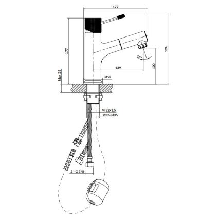 Cersanit S951-594 - Waschbeckenarmatur ZEN 19,4 cm glänzendes Chrom