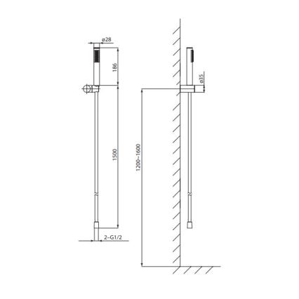 Cersanit S951-618 - Dusch-Set ZEN schwarz