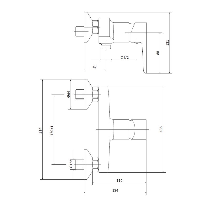 Cersanit S952-004 - Duschset mit Armatur + Waschtischarmatur MILLE glänzender Chrom