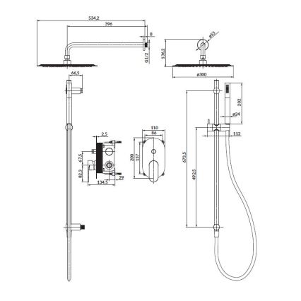 Cersanit S952-009 - Duschset mit Unterputzarmatur CREA in Schwarz