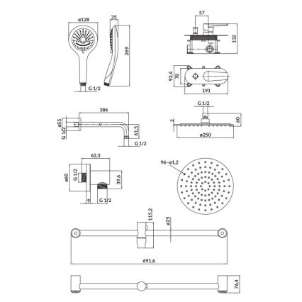Cersanit S952-011 - Duschset mit Unterputzarmatur MODUO glänzender Chrom