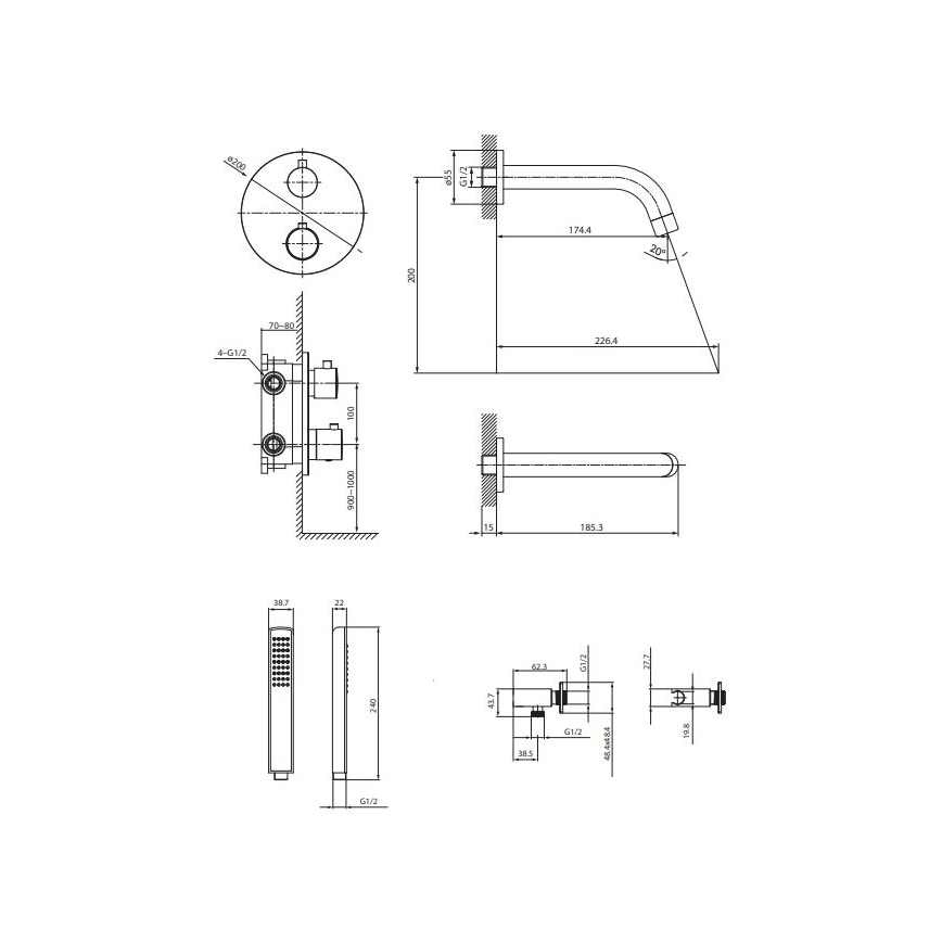 Cersanit S952-034 - Badewannenset mit thermostatischem Unterputzarmatur ZEN in glänzendem Chrom