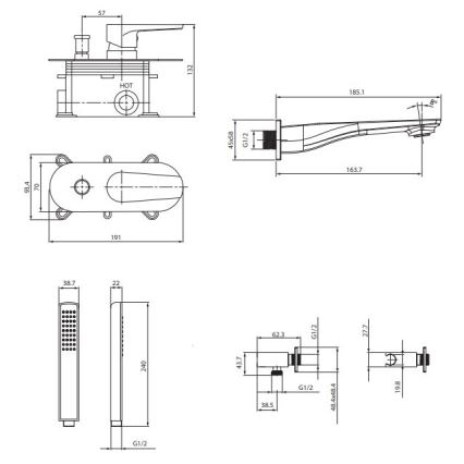 Cersanit S952-036 - Badewannenset mit Unterputzarmatur CITY Hochglanzchrom
